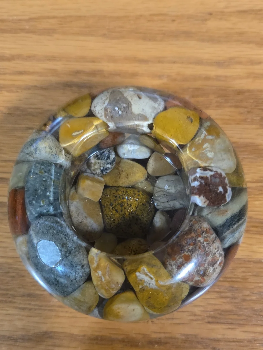 Natural River Rock Tealight Candle Holder - Multicolor